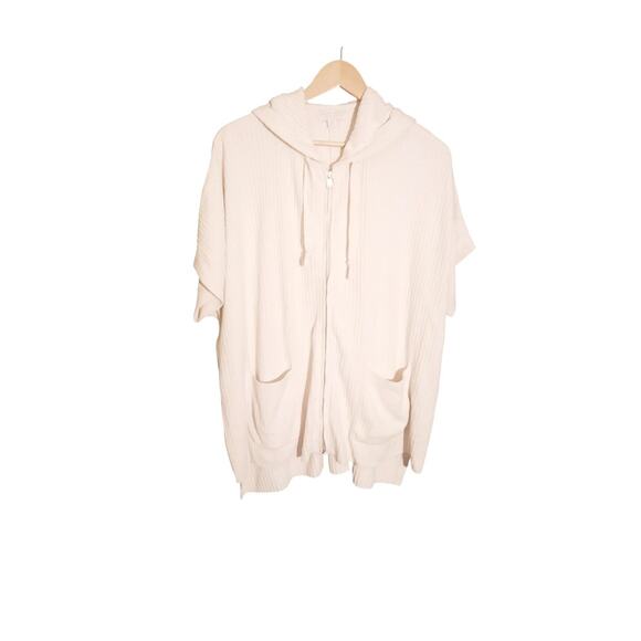 Barefoot Dreams Cozy Chic Ultra Lite Bat Wing Sleeve Zip Front Hoodie Size S/M - Picture 2 of 8